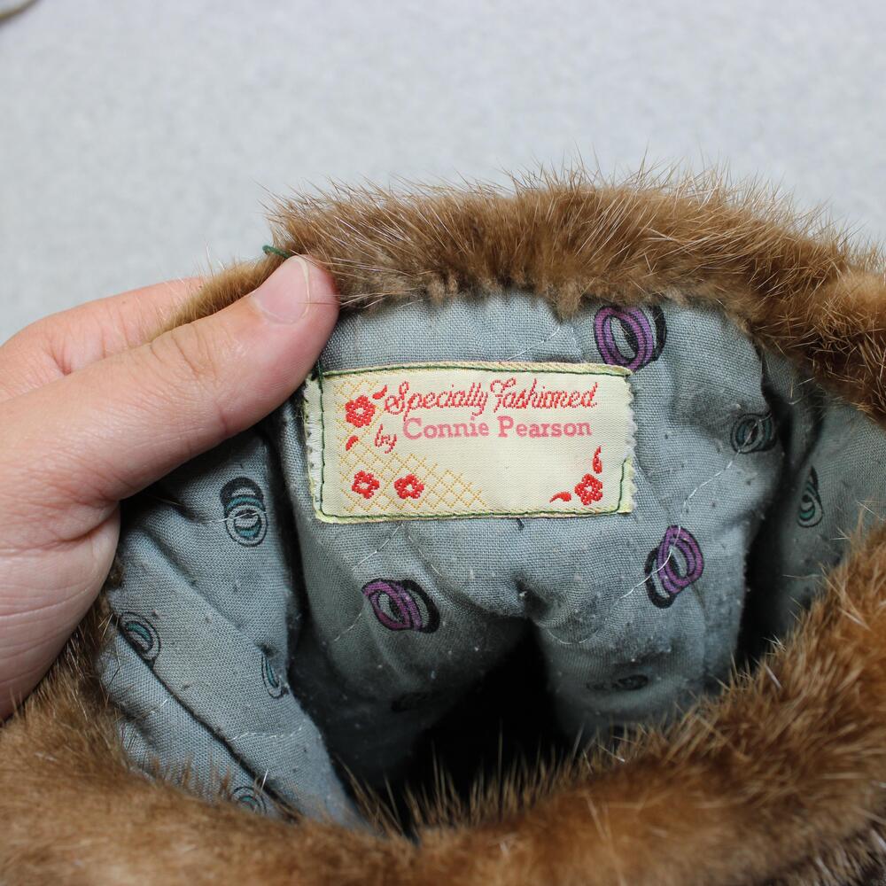 Vintage Handmade Shearling Slippers Woman 10 Brown Fur Lace Winter Moccasins - Picture 2 of 8
